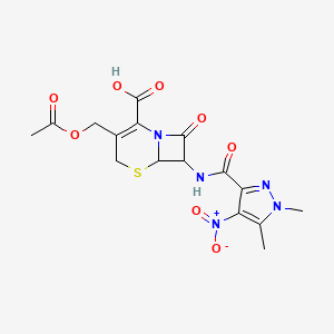 3-[(acetyloxy)methyl]-7-{[(1,5-dimethyl-4-nitro-1H-pyrazol-3-yl)carbonyl]amino}-8-oxo-5-thia-1-azabicyclo[4.2.0]oct-2-ene-2-carboxylic acid