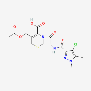 3-[(acetyloxy)methyl]-7-{[(4-chloro-1,5-dimethyl-1H-pyrazol-3-yl)carbonyl]amino}-8-oxo-5-thia-1-azabicyclo[4.2.0]oct-2-ene-2-carboxylic acid