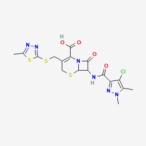 7-{[(4-chloro-1,5-dimethyl-1H-pyrazol-3-yl)carbonyl]amino}-3-{[(5-methyl-1,3,4-thiadiazol-2-yl)sulfanyl]methyl}-8-oxo-5-thia-1-azabicyclo[4.2.0]oct-2-ene-2-carboxylic acid