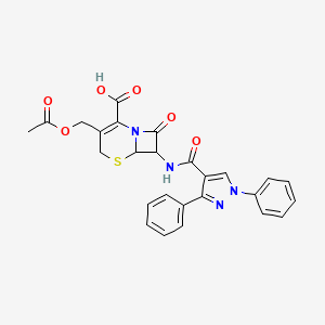 molecular formula C26H22N4O6S B4344819 3-[(acetyloxy)methyl]-7-{[(1,3-diphenyl-1H-pyrazol-4-yl)carbonyl]amino}-8-oxo-5-thia-1-azabicyclo[4.2.0]oct-2-ene-2-carboxylic acid 