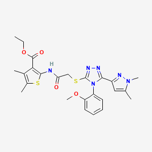 ETHYL 2-[(2-{[5-(1,5-DIMETHYL-1H-PYRAZOL-3-YL)-4-(2-METHOXYPHENYL)-4H-1,2,4-TRIAZOL-3-YL]SULFANYL}ACETYL)AMINO]-4,5-DIMETHYL-3-THIOPHENECARBOXYLATE