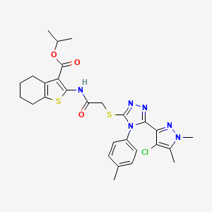 ISOPROPYL 2-[(2-{[5-(4-CHLORO-1,5-DIMETHYL-1H-PYRAZOL-3-YL)-4-(4-METHYLPHENYL)-4H-1,2,4-TRIAZOL-3-YL]SULFANYL}ACETYL)AMINO]-4,5,6,7-TETRAHYDRO-1-BENZOTHIOPHENE-3-CARBOXYLATE