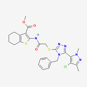 METHYL 2-[(2-{[4-BENZYL-5-(4-CHLORO-1,3-DIMETHYL-1H-PYRAZOL-5-YL)-4H-1,2,4-TRIAZOL-3-YL]SULFANYL}ACETYL)AMINO]-4,5,6,7-TETRAHYDRO-1-BENZOTHIOPHENE-3-CARBOXYLATE