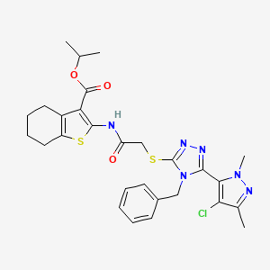 isopropyl 2-[({[4-benzyl-5-(4-chloro-1,3-dimethyl-1H-pyrazol-5-yl)-4H-1,2,4-triazol-3-yl]thio}acetyl)amino]-4,5,6,7-tetrahydro-1-benzothiophene-3-carboxylate