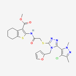 METHYL 2-[(2-{[5-(4-CHLORO-1,3-DIMETHYL-1H-PYRAZOL-5-YL)-4-(2-FURYLMETHYL)-4H-1,2,4-TRIAZOL-3-YL]SULFANYL}ACETYL)AMINO]-4,5,6,7-TETRAHYDRO-1-BENZOTHIOPHENE-3-CARBOXYLATE