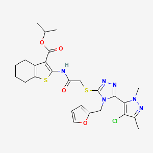 ISOPROPYL 2-[(2-{[5-(4-CHLORO-1,3-DIMETHYL-1H-PYRAZOL-5-YL)-4-(2-FURYLMETHYL)-4H-1,2,4-TRIAZOL-3-YL]SULFANYL}ACETYL)AMINO]-4,5,6,7-TETRAHYDRO-1-BENZOTHIOPHENE-3-CARBOXYLATE