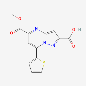 molecular formula C13H9N3O4S B4344954 5-(methoxycarbonyl)-7-(2-thienyl)pyrazolo[1,5-a]pyrimidine-2-carboxylic acid 