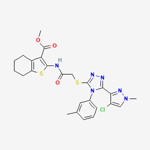 METHYL 2-[(2-{[5-(4-CHLORO-1-METHYL-1H-PYRAZOL-3-YL)-4-(3-METHYLPHENYL)-4H-1,2,4-TRIAZOL-3-YL]SULFANYL}ACETYL)AMINO]-4,5,6,7-TETRAHYDRO-1-BENZOTHIOPHENE-3-CARBOXYLATE