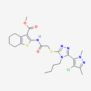 METHYL 2-[(2-{[4-BUTYL-5-(4-CHLORO-1,3-DIMETHYL-1H-PYRAZOL-5-YL)-4H-1,2,4-TRIAZOL-3-YL]SULFANYL}ACETYL)AMINO]-4,5,6,7-TETRAHYDRO-1-BENZOTHIOPHENE-3-CARBOXYLATE