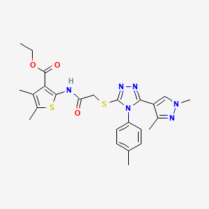 ETHYL 2-[(2-{[5-(1,3-DIMETHYL-1H-PYRAZOL-4-YL)-4-(4-METHYLPHENYL)-4H-1,2,4-TRIAZOL-3-YL]SULFANYL}ACETYL)AMINO]-4,5-DIMETHYL-3-THIOPHENECARBOXYLATE