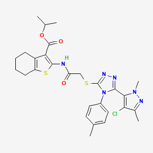 ISOPROPYL 2-[(2-{[5-(4-CHLORO-1,3-DIMETHYL-1H-PYRAZOL-5-YL)-4-(4-METHYLPHENYL)-4H-1,2,4-TRIAZOL-3-YL]SULFANYL}ACETYL)AMINO]-4,5,6,7-TETRAHYDRO-1-BENZOTHIOPHENE-3-CARBOXYLATE