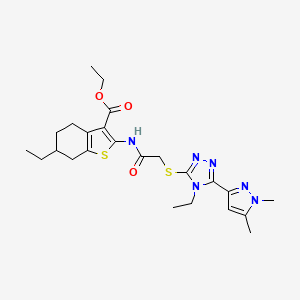 ETHYL 2-[(2-{[5-(1,5-DIMETHYL-1H-PYRAZOL-3-YL)-4-ETHYL-4H-1,2,4-TRIAZOL-3-YL]SULFANYL}ACETYL)AMINO]-6-ETHYL-4,5,6,7-TETRAHYDRO-1-BENZOTHIOPHENE-3-CARBOXYLATE