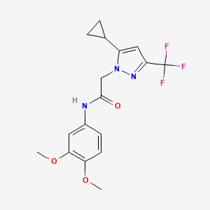 2-[5-cyclopropyl-3-(trifluoromethyl)-1H-pyrazol-1-yl]-N-(3,4-dimethoxyphenyl)acetamide