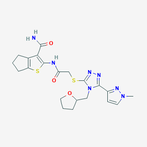 2-[(2-{[5-(1-METHYL-1H-PYRAZOL-3-YL)-4-(TETRAHYDRO-2-FURANYLMETHYL)-4H-1,2,4-TRIAZOL-3-YL]SULFANYL}ACETYL)AMINO]-5,6-DIHYDRO-4H-CYCLOPENTA[B]THIOPHENE-3-CARBOXAMIDE