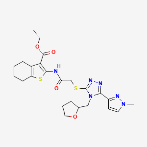 ETHYL 2-[(2-{[5-(1-METHYL-1H-PYRAZOL-3-YL)-4-(TETRAHYDRO-2-FURANYLMETHYL)-4H-1,2,4-TRIAZOL-3-YL]SULFANYL}ACETYL)AMINO]-4,5,6,7-TETRAHYDRO-1-BENZOTHIOPHENE-3-CARBOXYLATE