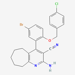 2-AMINO-4-{5-BROMO-2-[(4-CHLOROBENZYL)OXY]PHENYL}-6,7,8,9-TETRAHYDRO-5H-CYCLOHEPTA[B]PYRIDIN-3-YL CYANIDE