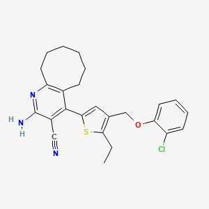 2-AMINO-4-{4-[(2-CHLOROPHENOXY)METHYL]-5-ETHYLTHIOPHEN-2-YL}-5H,6H,7H,8H,9H,10H-CYCLOOCTA[B]PYRIDINE-3-CARBONITRILE