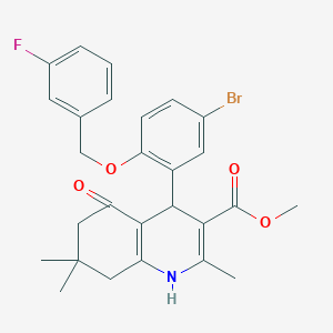 methyl 4-{5-bromo-2-[(3-fluorobenzyl)oxy]phenyl}-2,7,7-trimethyl-5-oxo-1,4,5,6,7,8-hexahydro-3-quinolinecarboxylate