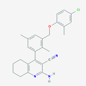 2-amino-4-{3-[(4-chloro-2-methylphenoxy)methyl]-2,5-dimethylphenyl}-5,6,7,8-tetrahydro-3-quinolinecarbonitrile