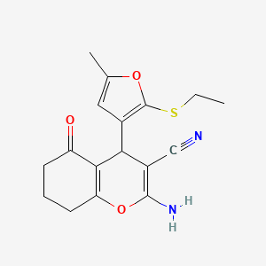 molecular formula C17H18N2O3S B4345165 2-AMINO-4-[2-(ETHYLSULFANYL)-5-METHYL-3-FURYL]-5-OXO-5,6,7,8-TETRAHYDRO-4H-CHROMEN-3-YL CYANIDE 