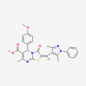 methyl 2-[(3,5-dimethyl-1-phenyl-1H-pyrazol-4-yl)methylene]-5-(4-methoxyphenyl)-7-methyl-3-oxo-2,3-dihydro-5H-[1,3]thiazolo[3,2-a]pyrimidine-6-carboxylate