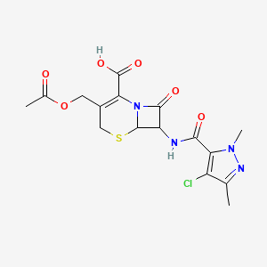 3-[(acetyloxy)methyl]-7-{[(4-chloro-1,3-dimethyl-1H-pyrazol-5-yl)carbonyl]amino}-8-oxo-5-thia-1-azabicyclo[4.2.0]oct-2-ene-2-carboxylic acid