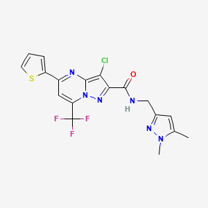 3-chloro-N-[(1,5-dimethyl-1H-pyrazol-3-yl)methyl]-5-(2-thienyl)-7-(trifluoromethyl)pyrazolo[1,5-a]pyrimidine-2-carboxamide