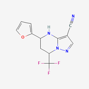 5-(2-FURYL)-7-(TRIFLUOROMETHYL)-4,5,6,7-TETRAHYDROPYRAZOLO[1,5-A]PYRIMIDIN-3-YL CYANIDE