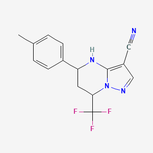 5-(4-METHYLPHENYL)-7-(TRIFLUOROMETHYL)-4,5,6,7-TETRAHYDROPYRAZOLO[1,5-A]PYRIMIDIN-3-YL CYANIDE