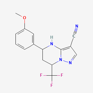 5-(3-METHOXYPHENYL)-7-(TRIFLUOROMETHYL)-4,5,6,7-TETRAHYDROPYRAZOLO[1,5-A]PYRIMIDIN-3-YL CYANIDE