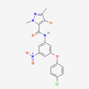 molecular formula C18H14BrClN4O4 B4345439 4-bromo-N-[3-(4-chlorophenoxy)-5-nitrophenyl]-1,3-dimethyl-1H-pyrazole-5-carboxamide 