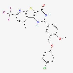 4-[3-[(4-chlorophenoxy)methyl]-4-methoxyphenyl]-13-methyl-11-(trifluoromethyl)-8-thia-3,5,10-triazatricyclo[7.4.0.02,7]trideca-1(9),2(7),10,12-tetraen-6-one