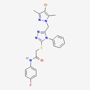 2-({5-[(4-bromo-3,5-dimethyl-1H-pyrazol-1-yl)methyl]-4-phenyl-4H-1,2,4-triazol-3-yl}sulfanyl)-N-(4-fluorophenyl)acetamide