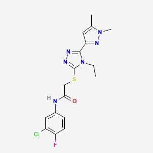 N-(3-chloro-4-fluorophenyl)-2-{[5-(1,5-dimethyl-1H-pyrazol-3-yl)-4-ethyl-4H-1,2,4-triazol-3-yl]sulfanyl}acetamide