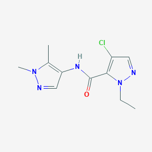 molecular formula C11H14ClN5O B4345548 4-chloro-N-(1,5-dimethyl-1H-pyrazol-4-yl)-1-ethyl-1H-pyrazole-5-carboxamide 