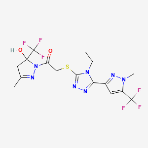 2-({4-ETHYL-5-[1-METHYL-5-(TRIFLUOROMETHYL)-1H-PYRAZOL-3-YL]-4H-1,2,4-TRIAZOL-3-YL}SULFANYL)-1-[5-HYDROXY-3-METHYL-5-(TRIFLUOROMETHYL)-4,5-DIHYDRO-1H-PYRAZOL-1-YL]-1-ETHANONE