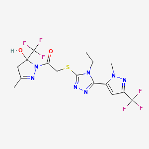 2-({4-ETHYL-5-[1-METHYL-3-(TRIFLUOROMETHYL)-1H-PYRAZOL-5-YL]-4H-1,2,4-TRIAZOL-3-YL}SULFANYL)-1-[5-HYDROXY-3-METHYL-5-(TRIFLUOROMETHYL)-4,5-DIHYDRO-1H-PYRAZOL-1-YL]-1-ETHANONE