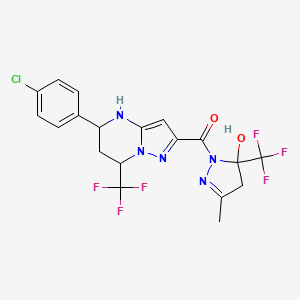 [5-(4-chlorophenyl)-7-(trifluoromethyl)-4,5,6,7-tetrahydropyrazolo[1,5-a]pyrimidin-2-yl][5-hydroxy-3-methyl-5-(trifluoromethyl)-4,5-dihydro-1H-pyrazol-1-yl]methanone