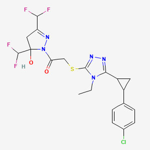 1-[3,5-BIS(DIFLUOROMETHYL)-5-HYDROXY-4,5-DIHYDRO-1H-PYRAZOL-1-YL]-2-({5-[2-(4-CHLOROPHENYL)CYCLOPROPYL]-4-ETHYL-4H-1,2,4-TRIAZOL-3-YL}SULFANYL)-1-ETHANONE