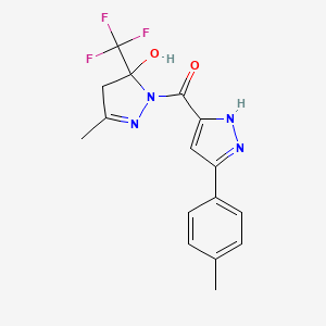 [5-hydroxy-3-methyl-5-(trifluoromethyl)-4,5-dihydro-1H-pyrazol-1-yl][5-(4-methylphenyl)-1H-pyrazol-3-yl]methanone