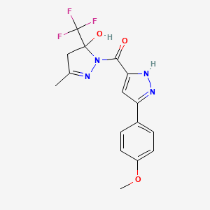 [5-hydroxy-3-methyl-5-(trifluoromethyl)-4,5-dihydro-1H-pyrazol-1-yl][5-(4-methoxyphenyl)-1H-pyrazol-3-yl]methanone