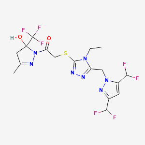 2-[(5-{[3,5-bis(difluoromethyl)-1H-pyrazol-1-yl]methyl}-4-ethyl-4H-1,2,4-triazol-3-yl)sulfanyl]-1-[5-hydroxy-3-methyl-5-(trifluoromethyl)-4,5-dihydro-1H-pyrazol-1-yl]ethanone