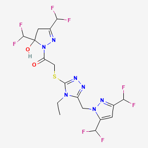 1-[3,5-BIS(DIFLUOROMETHYL)-5-HYDROXY-4,5-DIHYDRO-1H-PYRAZOL-1-YL]-2-[(5-{[3,5-BIS(DIFLUOROMETHYL)-1H-PYRAZOL-1-YL]METHYL}-4-ETHYL-4H-1,2,4-TRIAZOL-3-YL)SULFANYL]-1-ETHANONE