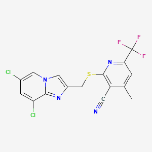 2-{[(6,8-DICHLOROIMIDAZO[1,2-A]PYRIDIN-2-YL)METHYL]SULFANYL}-4-METHYL-6-(TRIFLUOROMETHYL)-3-PYRIDYL CYANIDE