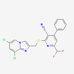 2-{[(6,8-DICHLOROIMIDAZO[1,2-A]PYRIDIN-2-YL)METHYL]SULFANYL}-6-(DIFLUOROMETHYL)-4-PHENYL-3-PYRIDYL CYANIDE