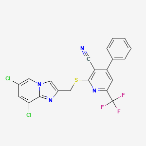 2-{[(6,8-DICHLOROIMIDAZO[1,2-A]PYRIDIN-2-YL)METHYL]SULFANYL}-4-PHENYL-6-(TRIFLUOROMETHYL)-3-PYRIDYL CYANIDE