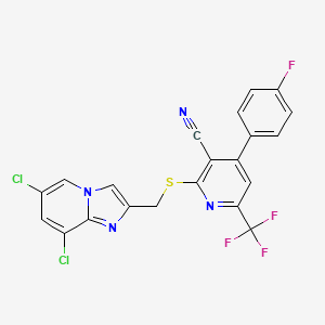 2-{[(6,8-DICHLOROIMIDAZO[1,2-A]PYRIDIN-2-YL)METHYL]SULFANYL}-4-(4-FLUOROPHENYL)-6-(TRIFLUOROMETHYL)-3-PYRIDYL CYANIDE