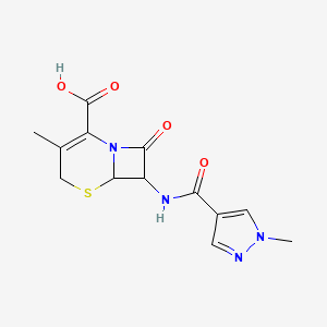 molecular formula C13H14N4O4S B4345758 3-methyl-7-{[(1-methyl-1H-pyrazol-4-yl)carbonyl]amino}-8-oxo-5-thia-1-azabicyclo[4.2.0]oct-2-ene-2-carboxylic acid 