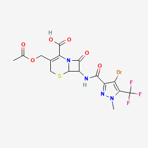 3-[(acetyloxy)methyl]-7-({[4-bromo-1-methyl-5-(trifluoromethyl)-1H-pyrazol-3-yl]carbonyl}amino)-8-oxo-5-thia-1-azabicyclo[4.2.0]oct-2-ene-2-carboxylic acid