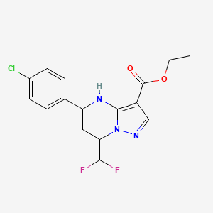 ethyl 5-(4-chlorophenyl)-7-(difluoromethyl)-4,5,6,7-tetrahydropyrazolo[1,5-a]pyrimidine-3-carboxylate